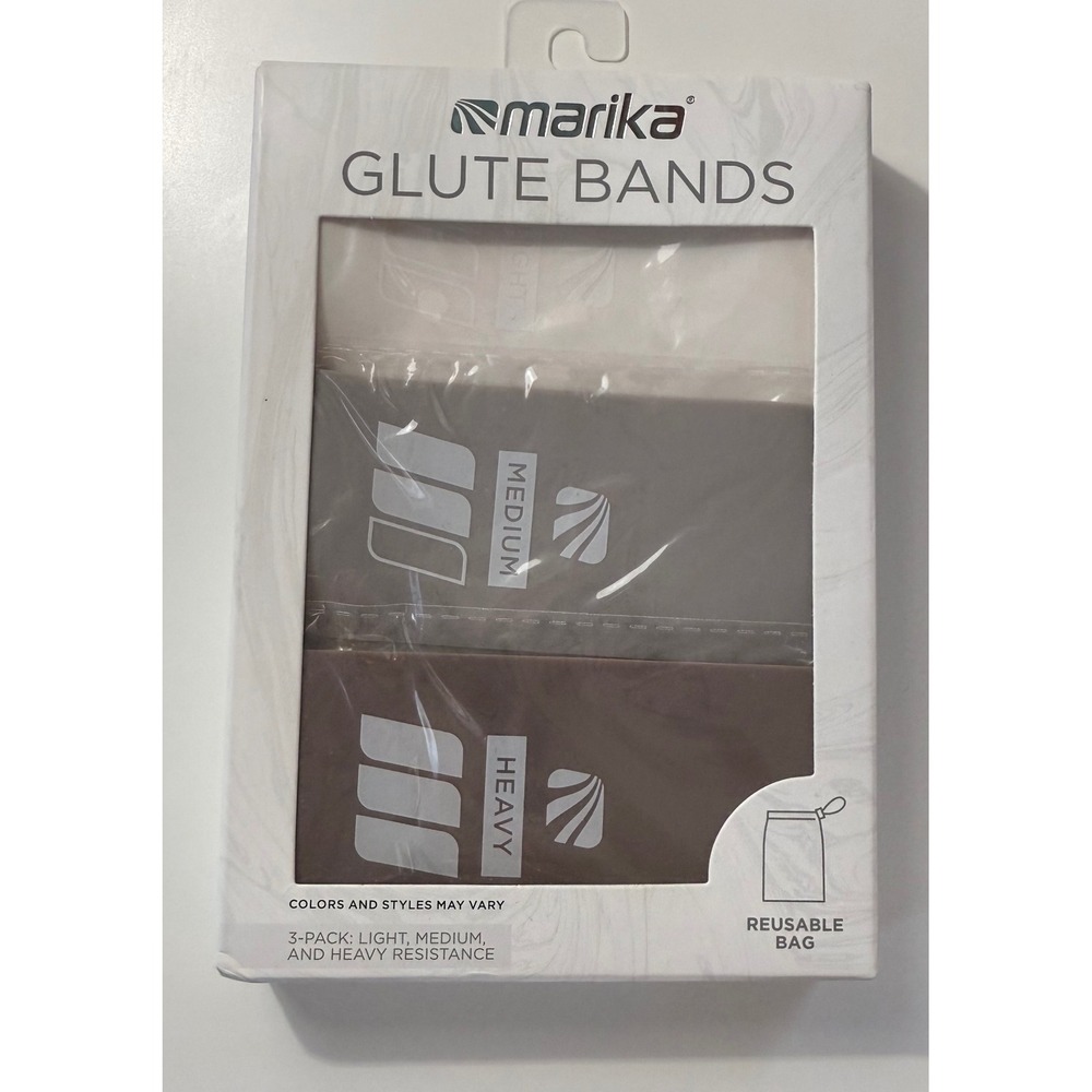 Marika Glute Resistance Bands 3-Pack Fabric Workout Loops Light Med Heavy NIB